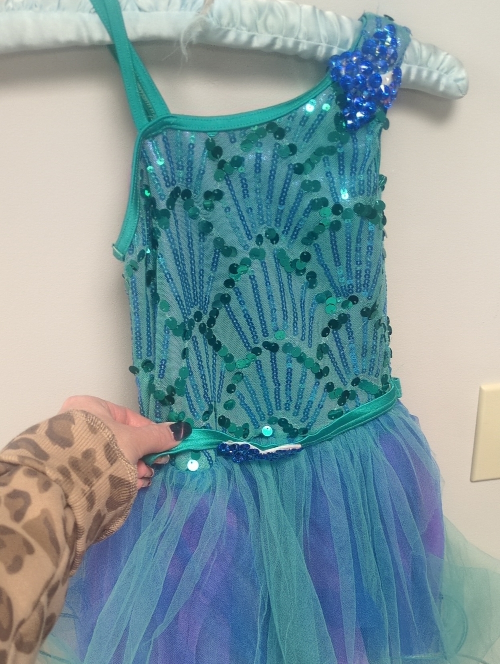 Weissman Teal and Purple Sequin Dance Dress